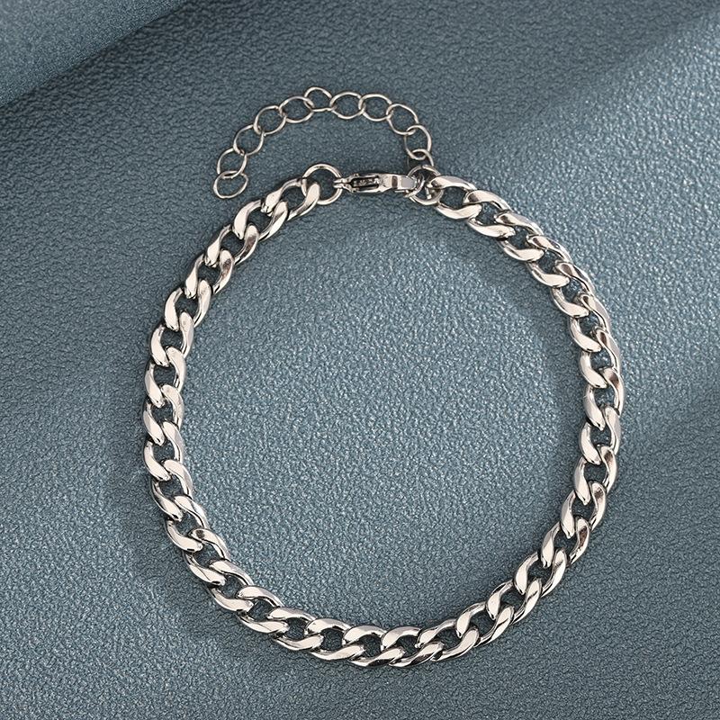 Titanium Steel NK Men's Bracelet That Doesn't Fade, Has a High-end Feel, Is Niche and Simple, Cuban Side Chain, Classic Versatile Accessory for Women