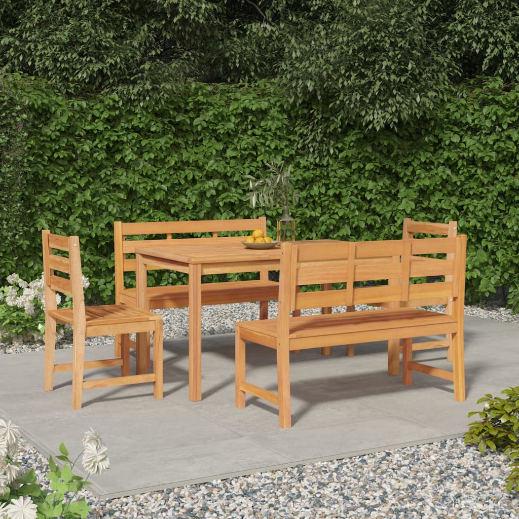 5 Piece Garden Dining Set Solid Teak Wood
