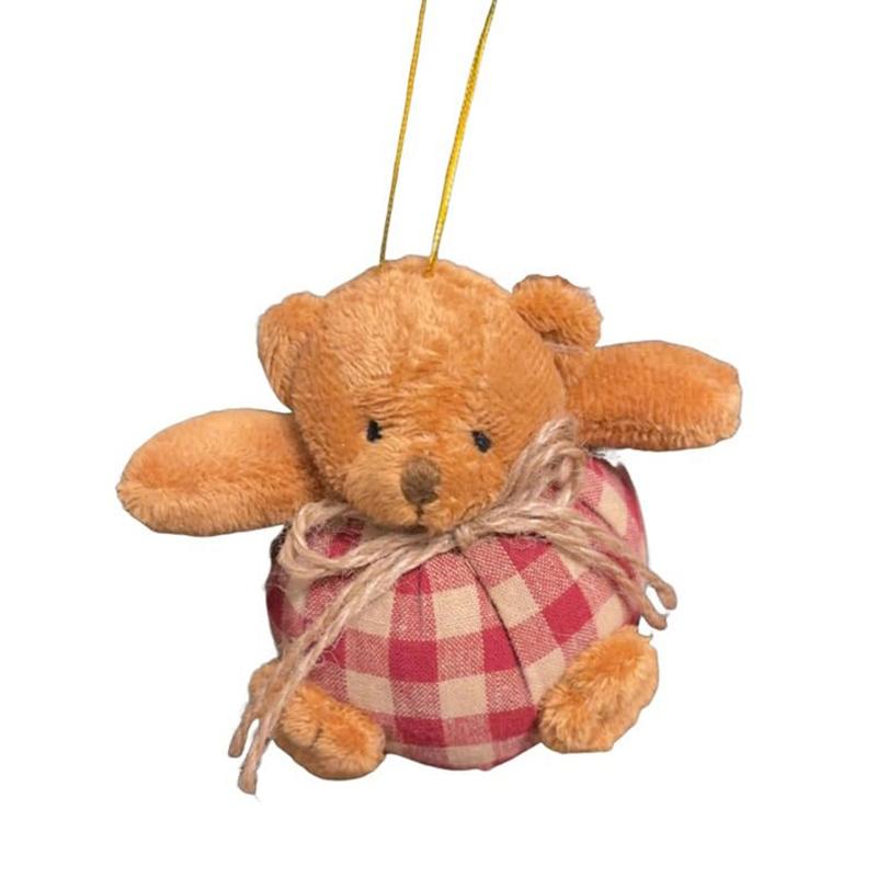 Nohemi Decor Mini Stuffed Plush Plaid Bear Ornaments for Christmas Tree Festive Decorations Unique Tree Toppers