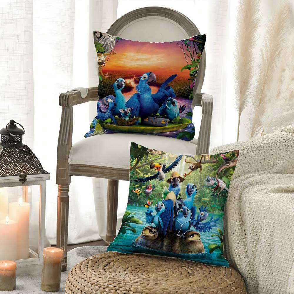 R-Rio A-Adventure Pillow Case Home Dorm Chair Back Short Plush Double-Sided Printing Office Nap Time Cushion Cover
