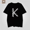 Artistic Letter K Printed White Short Sleeved Unisexs And Unisexs American Street Loose Pure Cotton Personalized Simple Tshirt