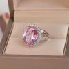 Luxury Pink Pigeon Egg Ring: Adjustable Open Design for Women