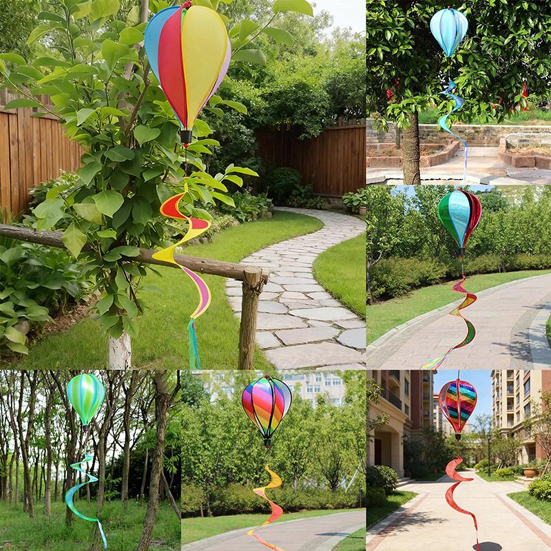 Air Balloon Wind Spinner Rainbow Hanging Wind Twister Outdoor Windmill Garden Yard Home Festival Celebration Balloon