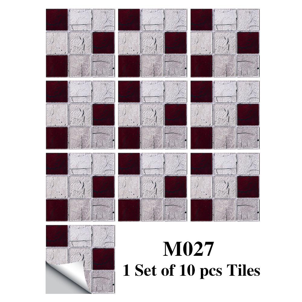 10PCS Mosaic Style Tile Simulation Stickers Self-adhesive Kitchen Waterproof PVC Wall Stickers Living Room Bathroom Decoration