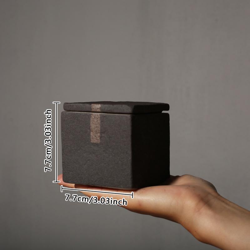 Chinese Retro Tea Pot Ceramic Storage Tea Jar Retro Coarse Pottery Hand Scrub Decor Container Coffee Table Tabletop Tea Caddy