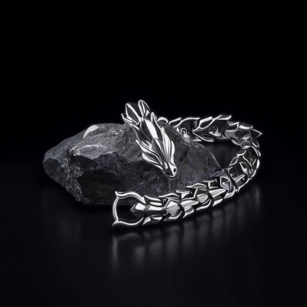Mens Dragon Bracelet Curb Chain Gothic Biker Link Cuff Wristband 1PC Men's Accessories Gift for Him