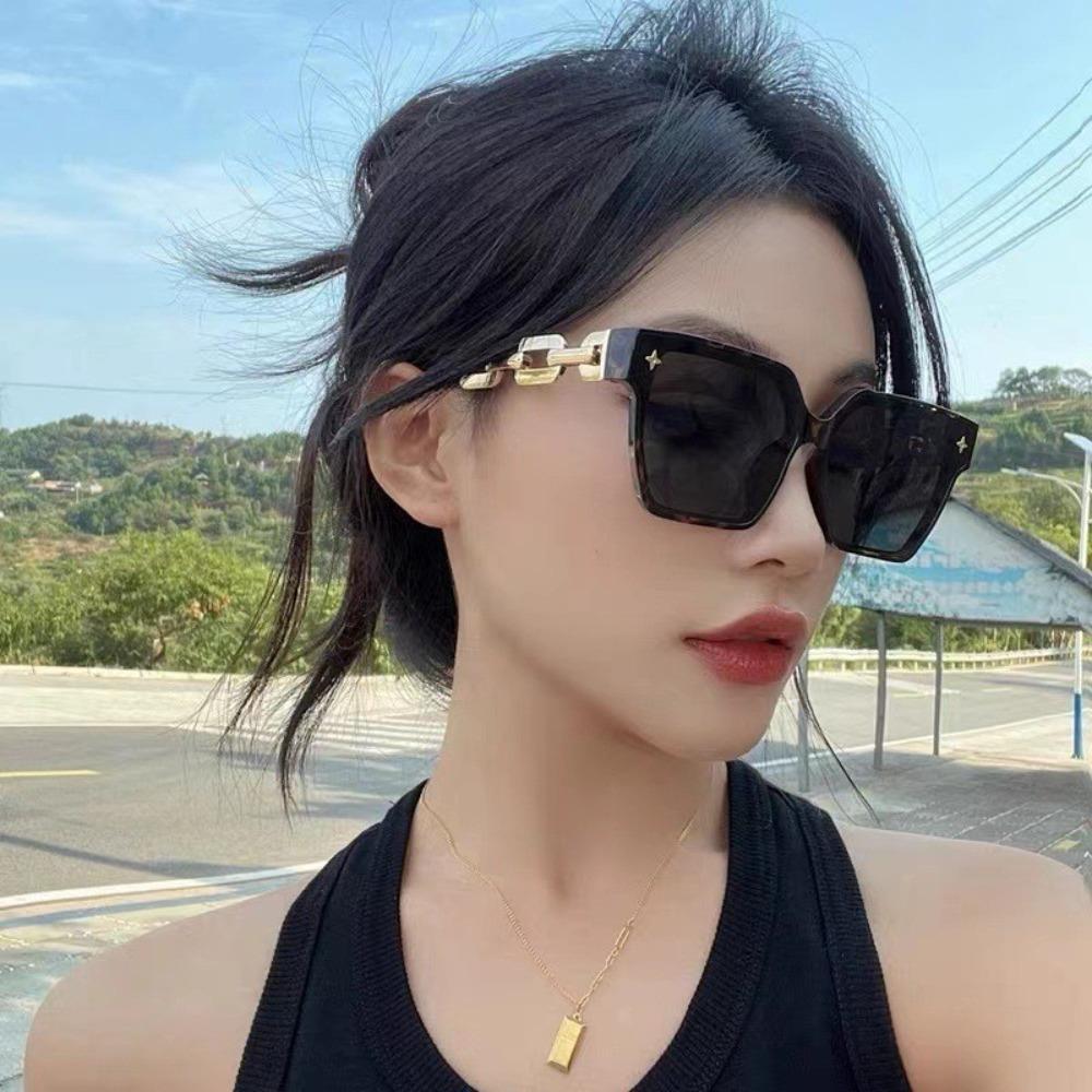 Square Sunglasses New New Arrival Chain Tide Big Frame Women's Sunglasses Ins Internet-Famous Sunglasses Personalized Glasses