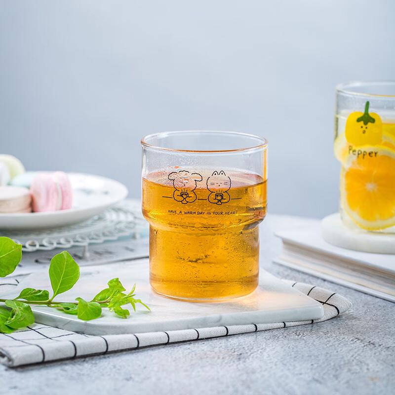 Two Little Bears Cartoon Glass Tumblers (2-Pack)