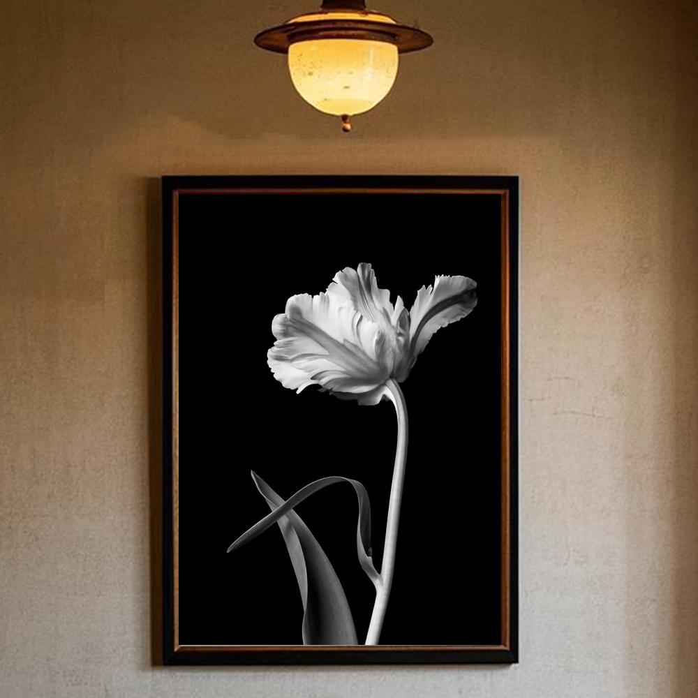 Black And White Art Plant Flower Poster HD Art Sticky Wall Waterproof Home Living Room Bedroom Bar Aesthetic Decoration
