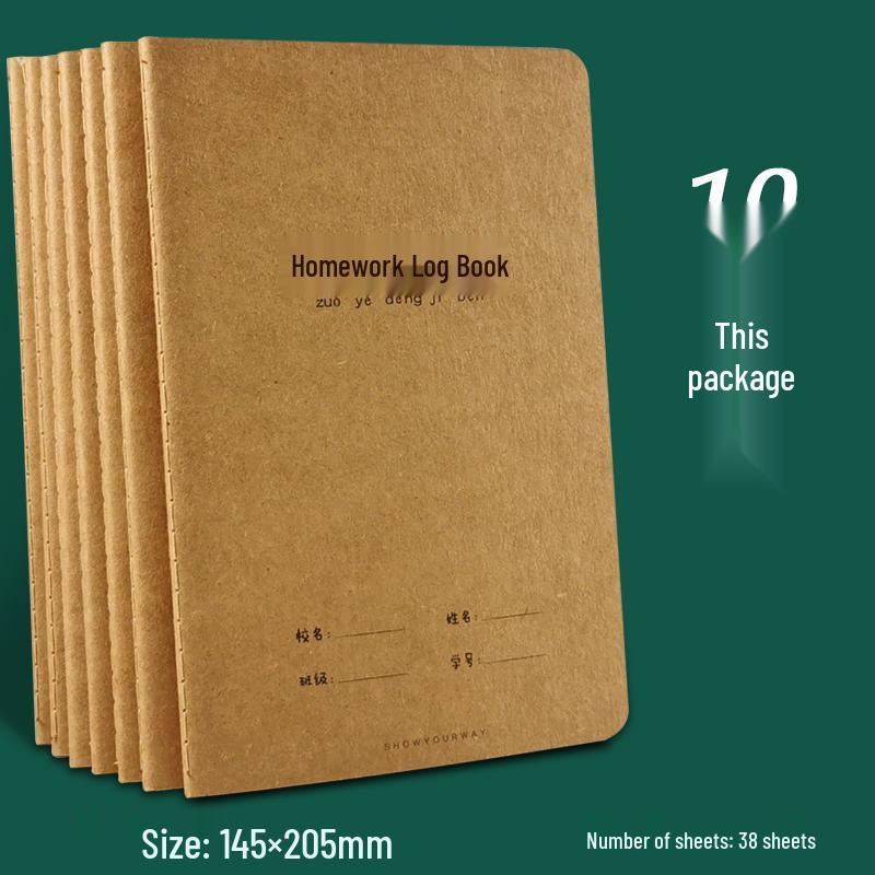 32K Cowhide Notebook for Elementary Third Grade - Small Size Homework and Notes Record Book