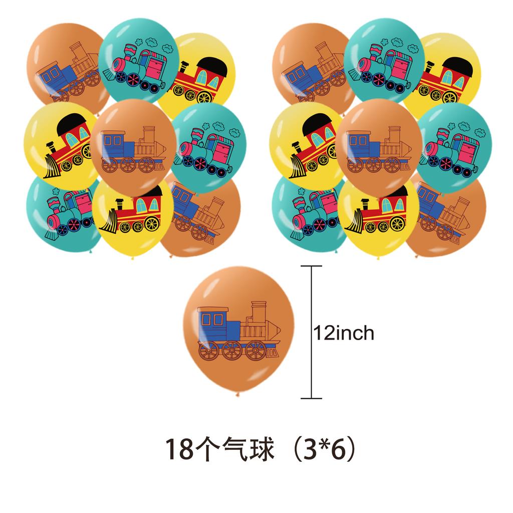 Cartoon Train Theme Birthday Party Decoration Number Balloons Cake Topper Transportation Vehicles Backdrop Banner Party Supplies