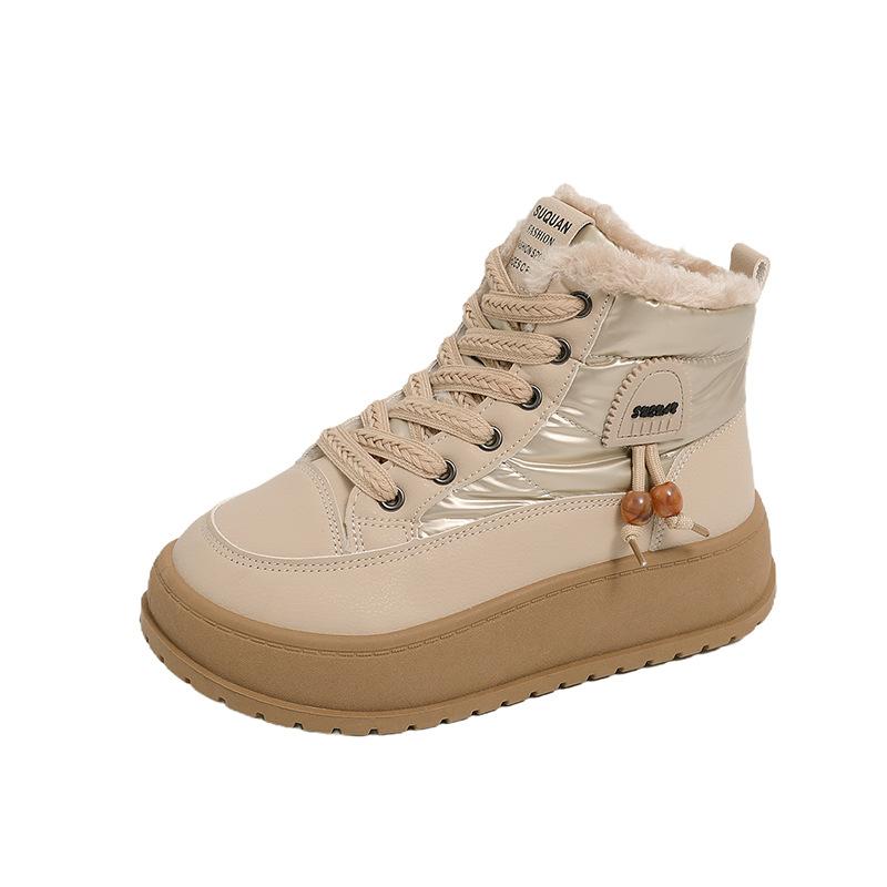

Women s lightweight comfortable thick sole winter warm snow boots padded lining non-slip wear-resistant casual sports cotton boots sneakers 35
