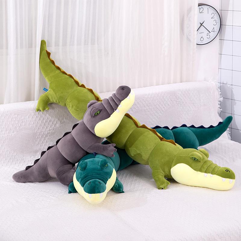 Long Simulated Crocodile Throw Pillow Plush Toy Grass Green Cushion Children's Birthday Gift