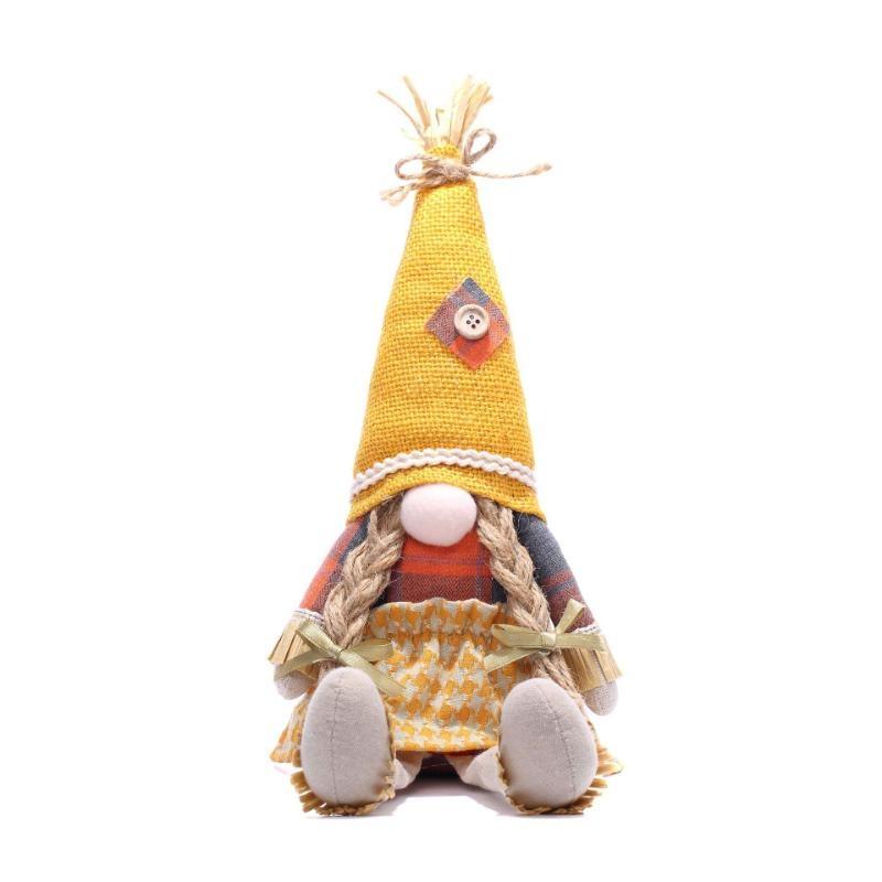 2023 New Harvest Straw Dwarf Doll Ornaments Christmas Rudolf Thanksgiving Faceless Doll Home Decoration Gift 1pcs