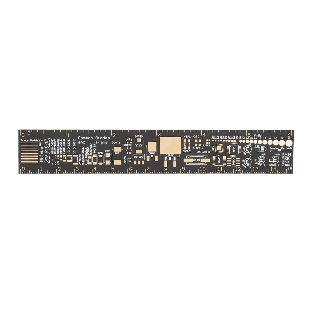 Multifunctional Ruler R,4 Gold,Plated High End Circuit Board Measuring Tool for Electronic Engineers, 15cmor6.3inch with Angle Gauges, Protractor, IC