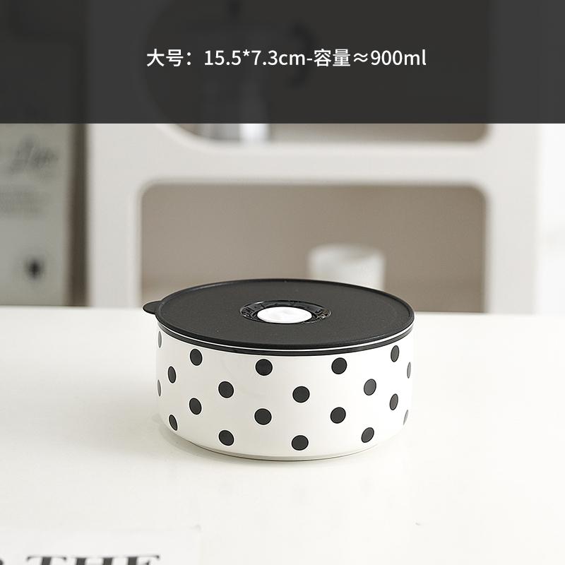 Microwave Oven Special Ceramic Lunch Box Fresh-keeping Box Round Heat-resistant Lunch Box Bowl with Lid Kitchen Rice Sealed Bowl