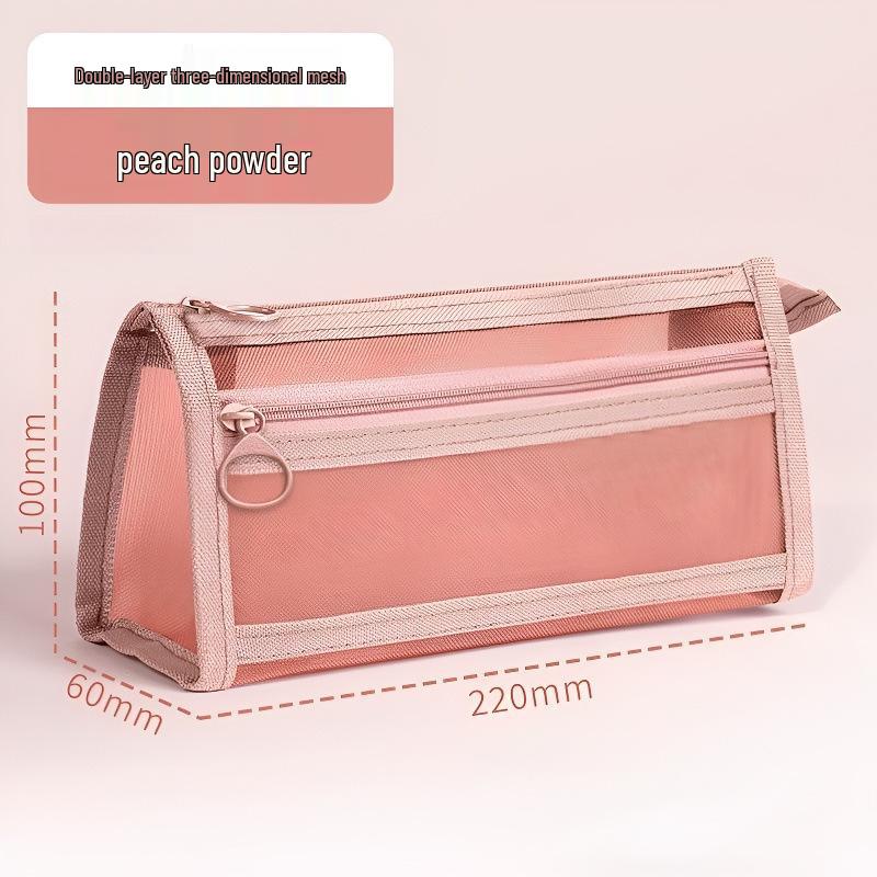 Double-Layer Large Capacity Transparent Mesh Pencil Case: Simple, Stylish, Multi-Compartment Stationery Bag