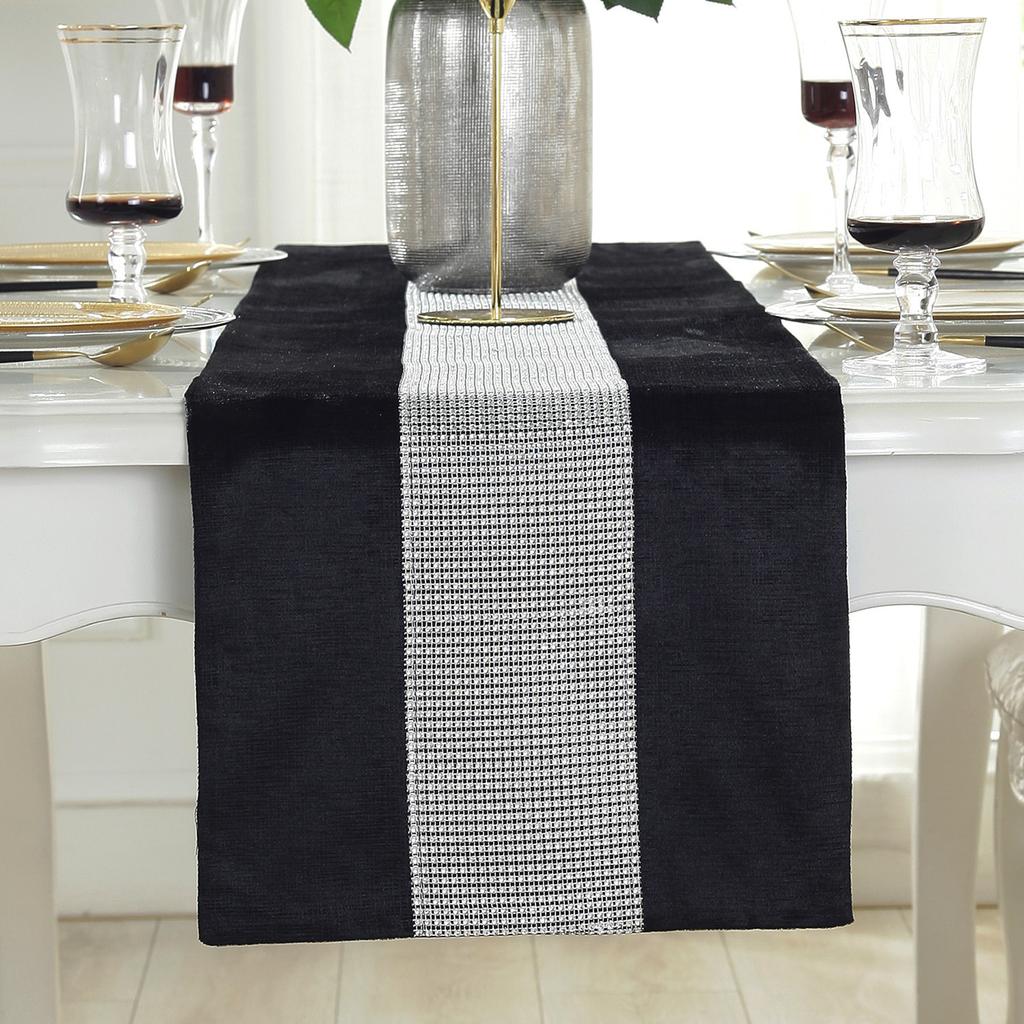 Premium Full Diamond Luxury Embroidered Table Runner Modern European Jacquard Table Runner Modern Style Sparkling Accessories,