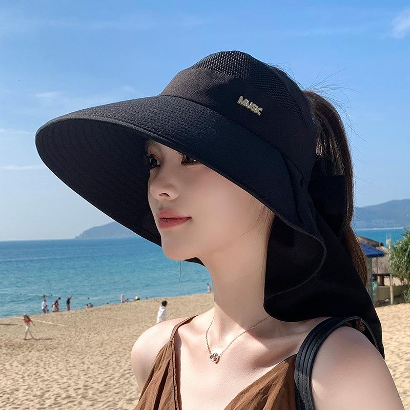Big brim sun hat children's summer outdoor sun protection hat cycling shawl neck protection bucket hat versatile fashion empty top hat