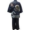Samue denim fabric Sturdy yet soft Samue patterned all year round Wind God and Thunder God Wave Navy L [Edoten] (100% cotton) Men's