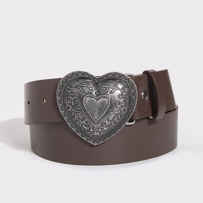 Retro Love Carving Fashion Exquisite Women's Belt Young Jeans Workwear Style Belt Women
