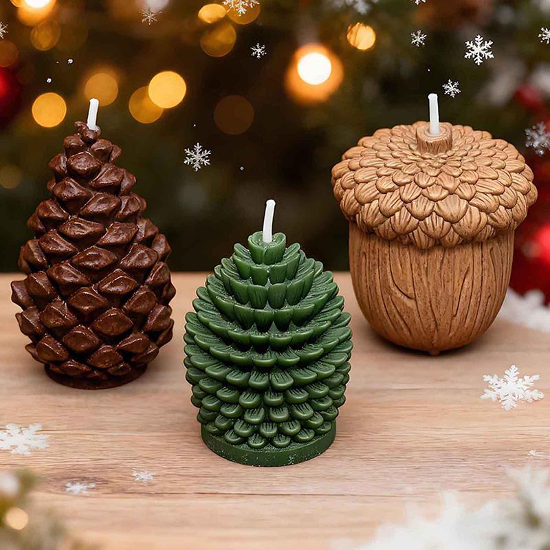 DIY Christmas Cedar Cone Silicone Mold Easy Release Oil Pine Cone Candle Making Mold for Decorative Ornaments 3D Plaster Model