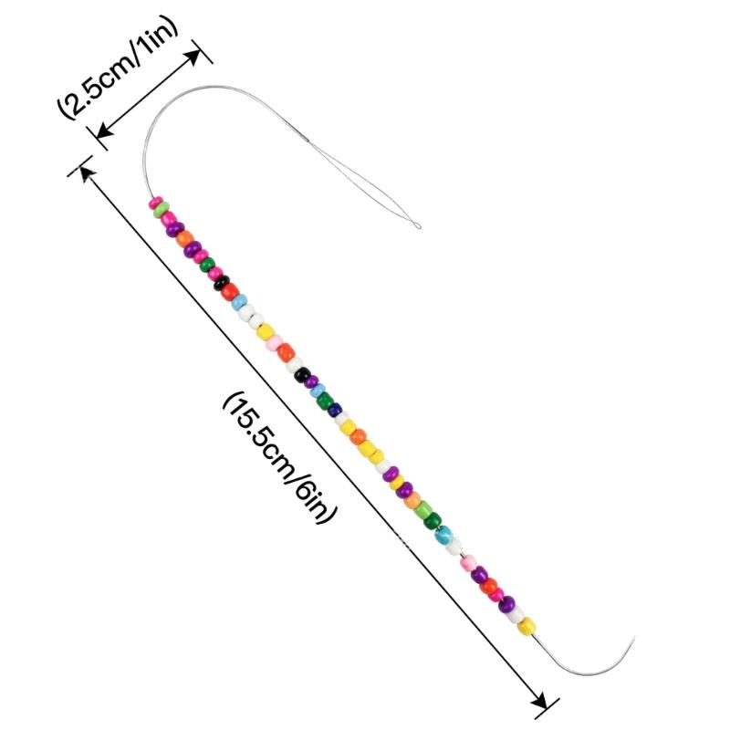 4 Pcs Large Collapsible Bead Needle Big Eye Beading Needle Metal Sewing Needle 15.5cm Threading Needle for Beads