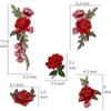 Red Rose Flower Patch Sew On Cloth Badge Embroidered Floral Applique Decorative Patches Scrapbooking