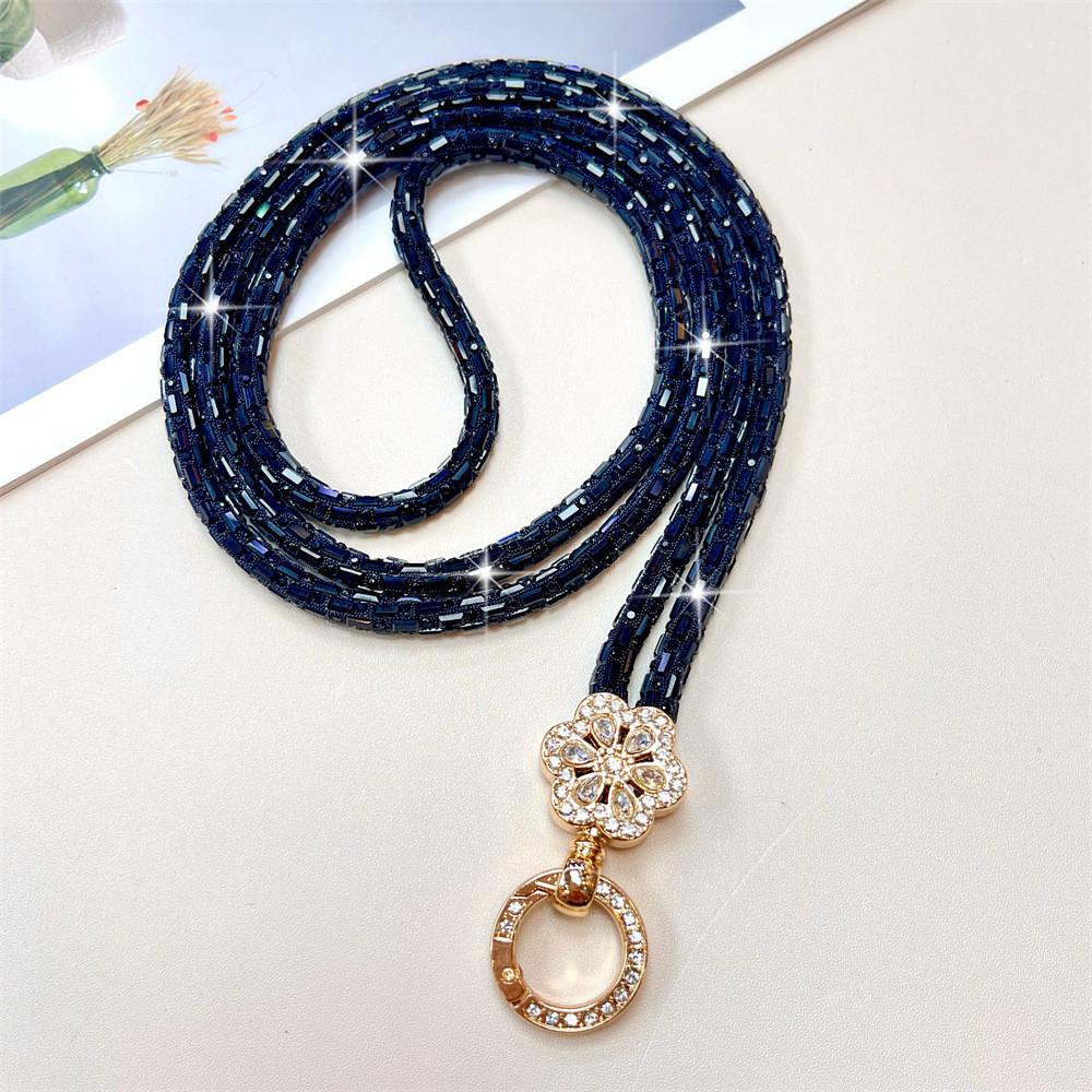 Laccetto per Telefono Cellulare Fiore di Cristallo con Fibbia Rotonda e Cinturino in PVC per Uso come Accessorio Elegante