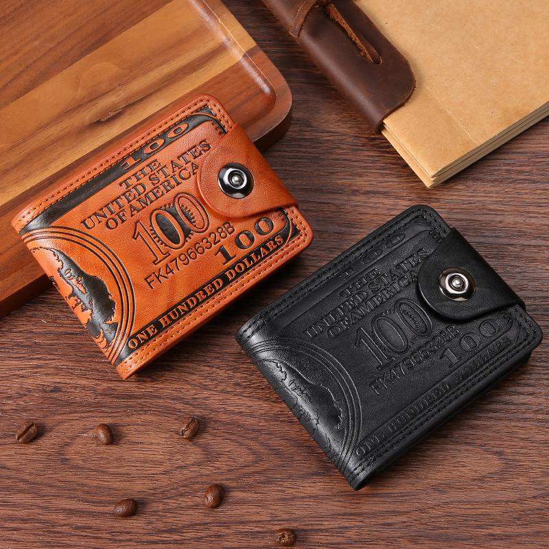 Men's Wallets with 100 US Dollar PatternWallet Male Leather Walet Photo Card HolderFashion Large Capacity Wallet Purse Bag