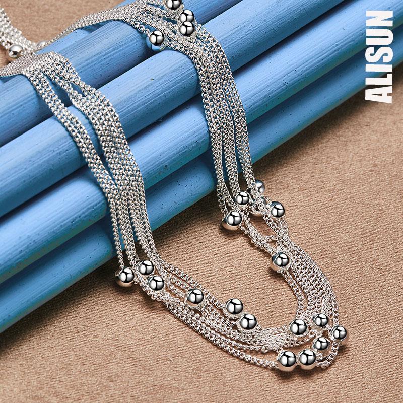 925 Sterling Silver Small Bead Grape Necklace Fashionable Wedding Jewelry