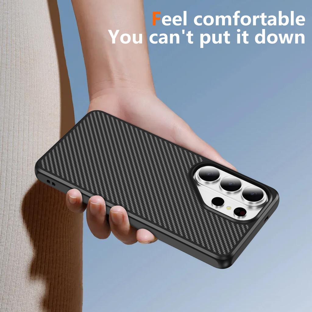 Anti-Scratch Carbon Fiber Texture Case for Samsung Galaxy S26 Ultra S25 Plus S24 S23 Ultra Comfortable Phone Cover Funda
