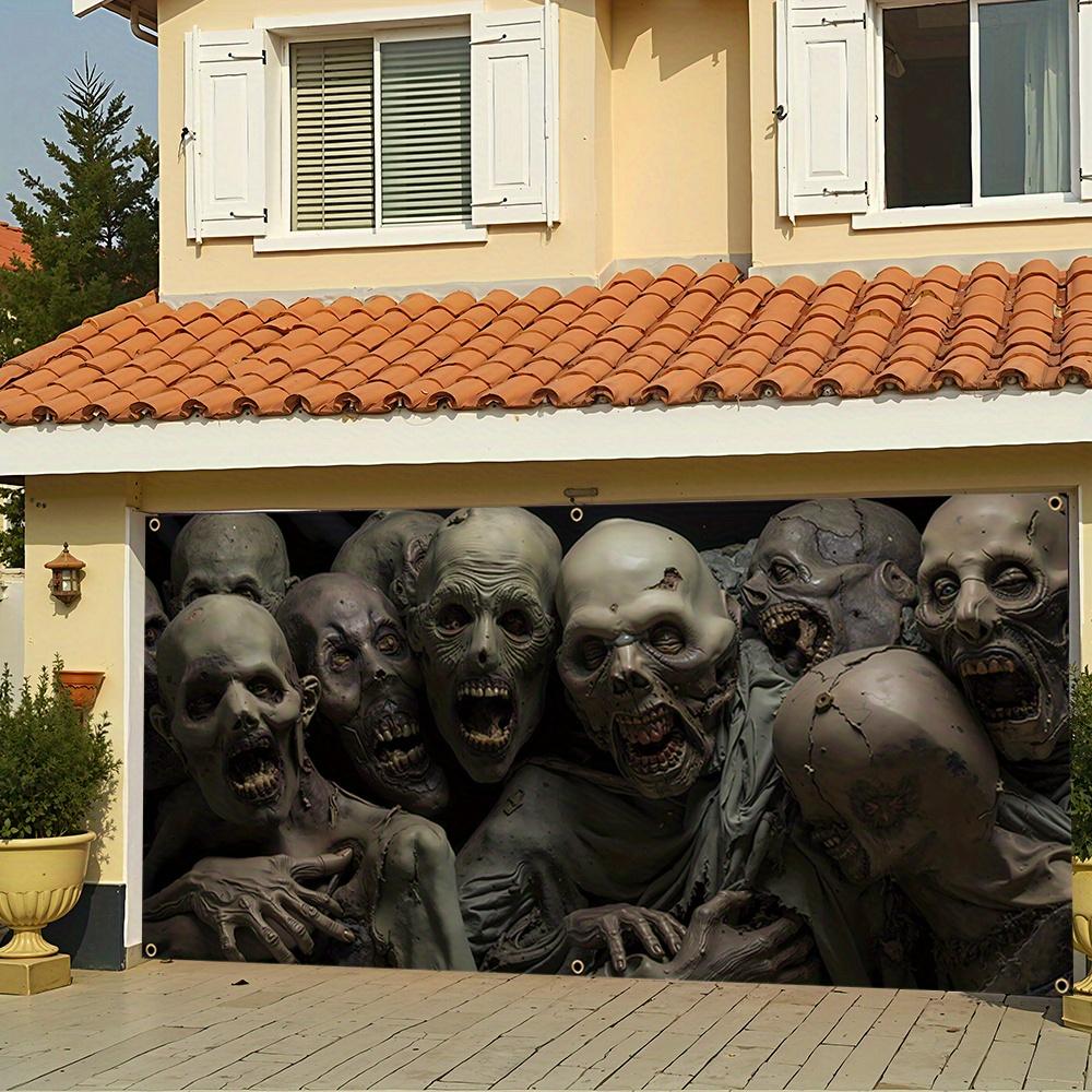 2D banner 1 piece, Halloween giant ghost, garage door decoration, outdoor wall decoration photo, Halloween decoration