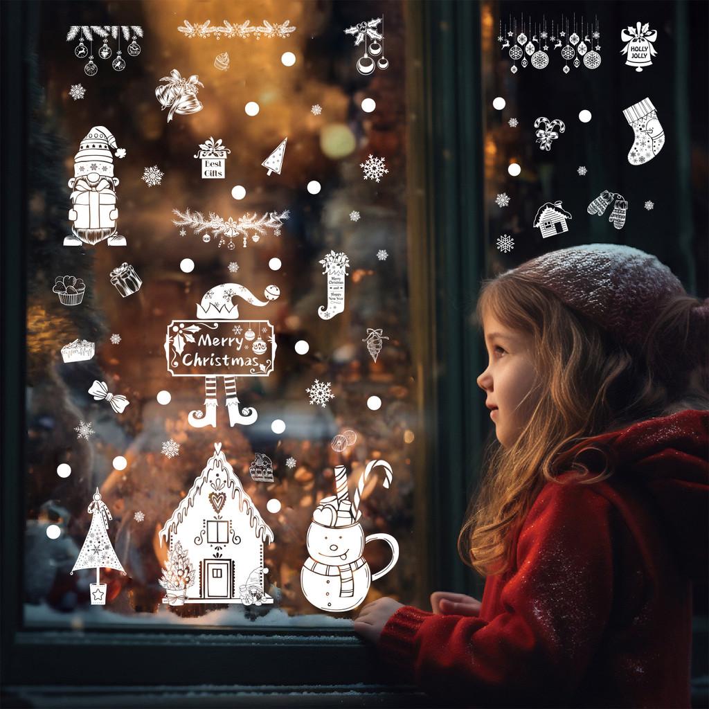 Snowflake Window Reindeer Sticker Static Pvc Glass Decals For Christmas Decor