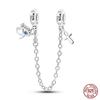 Real 925 Silver Stars & Moon Sunflower Safety Chains Spacer Beads Charms Fit Qikaola 925 Bracelets DIY Jewelry