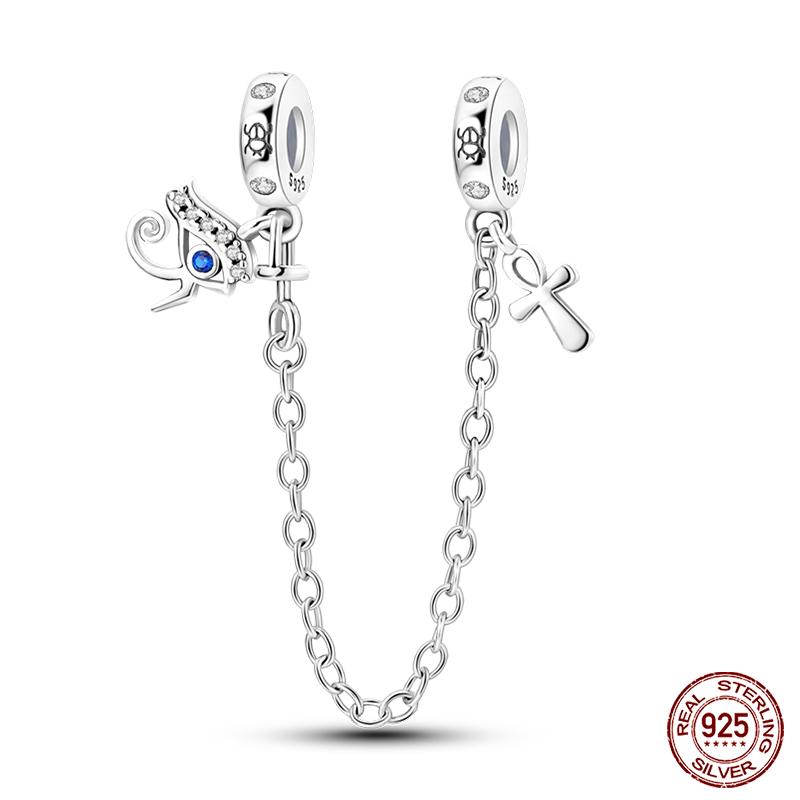 Real 925 Silver Stars & Moon Sunflower Safety Chains Spacer Beads Charms Fit Qikaola 925 Bracelets DIY Jewelry