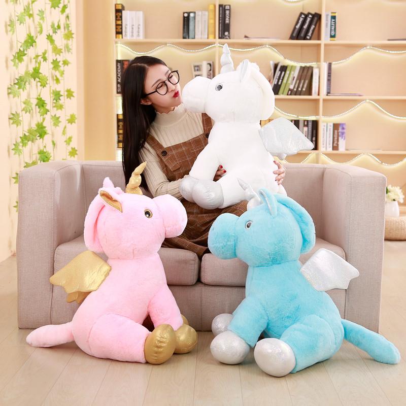[ 1pc 40cm Kawaii Soft Plush Horse With Wings Staffed Cute Animal Cartoon Unicorn Plush Toys Lovely 