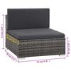6 Piece Garden Lounge Set with Cushions Poly Rattan Grey