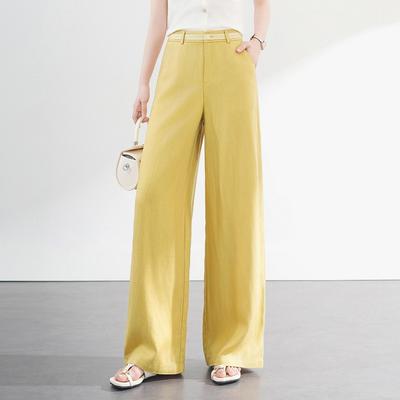 Women's High-Waist Tencel Linen Wide-Leg Pants - Korean Style, Loose Drape, Trendy for Spring/Summer 2026