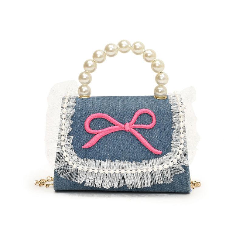 

Stylish Kids Chain Crossbody Bag Featuring Breathable Pu Material And Geometric Patterns темно-синий