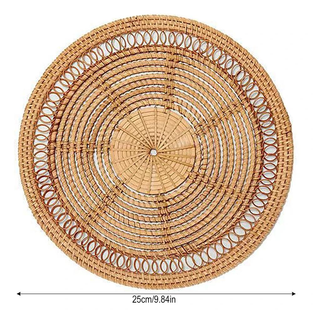 

Bohemian Style Handmade Rattan Wall Hang Decor Round Wicker Tray Woven Wall Hanging Decor Country Style For Living Room Bedroom