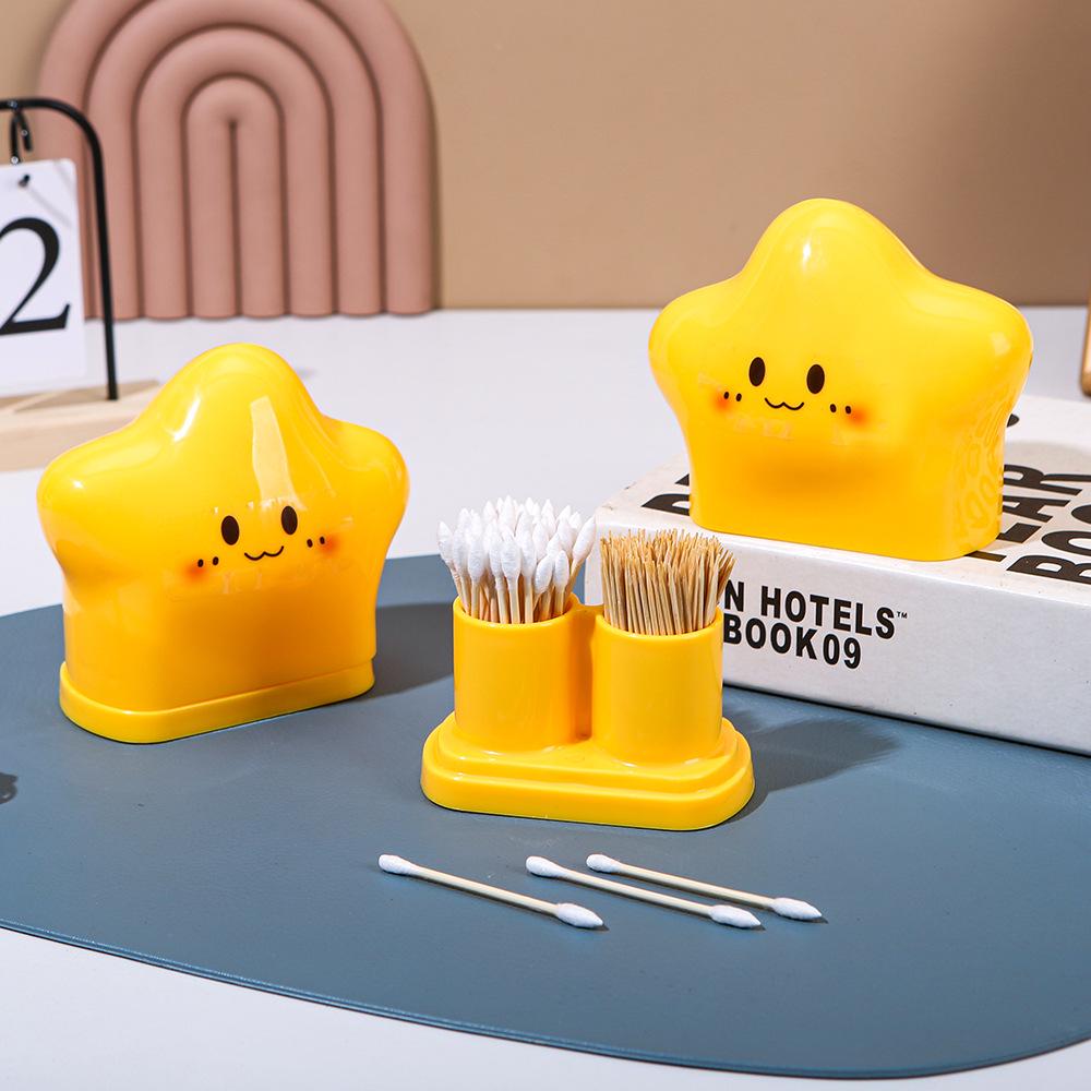 Creative Star Toothpick Holder & Storage Box for Cotton Swabs and Dental Floss - Desktop Ornament
