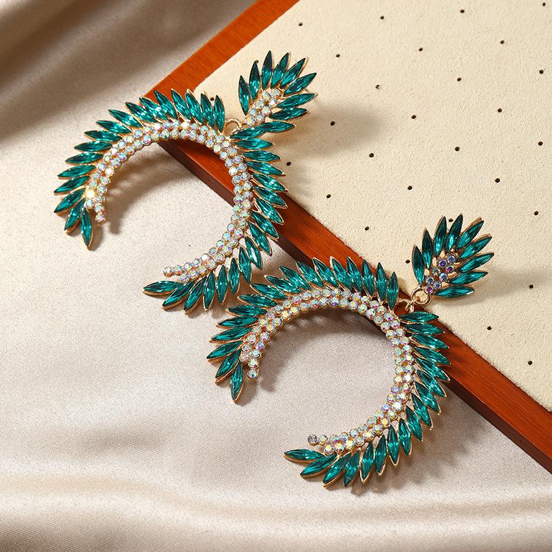 Retro Geometric Colored Diamond Rhinestone Dangle Earrings for Women