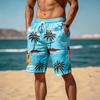 Herren Sommer Strandshorts mit tropischem Kokospalmen-Print, atmungsaktiv und schnell trocknend, geeignet für Strandurlaube