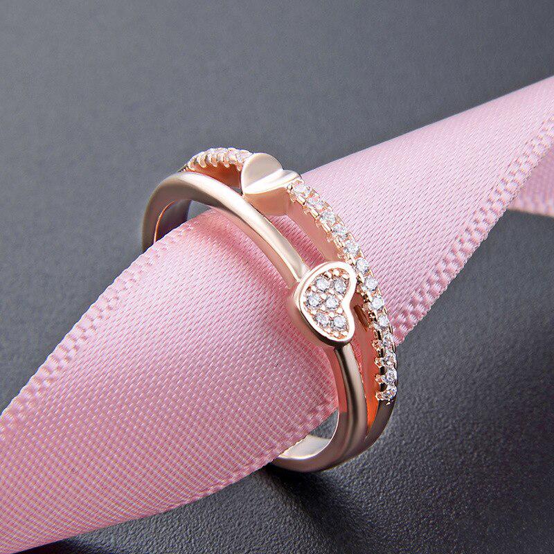 

Танцизное женское классическое кольцо из стерлингового серебра 925 пробы с цирконом, женские ювелирные изделия, свадебное обещание, подарок для вечеринки Resizable розовый