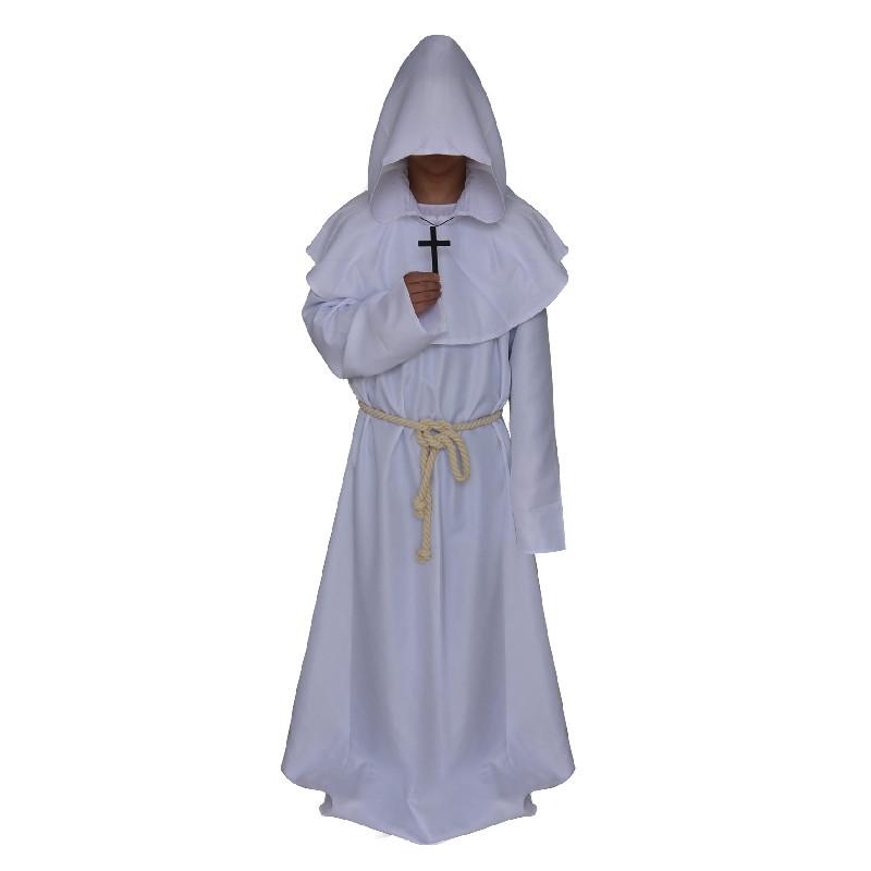Medieval Monk Costume Wizard Priest Robe Shawl Set For Halloween Cosplay Enthusiasts
