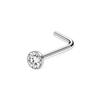 Mini Rhinestone Inlaid Stainless Steel Nose Ring Stud - Straight, L-Shaped, 5-Shaped, Bent Hook Piercing Jewelry.