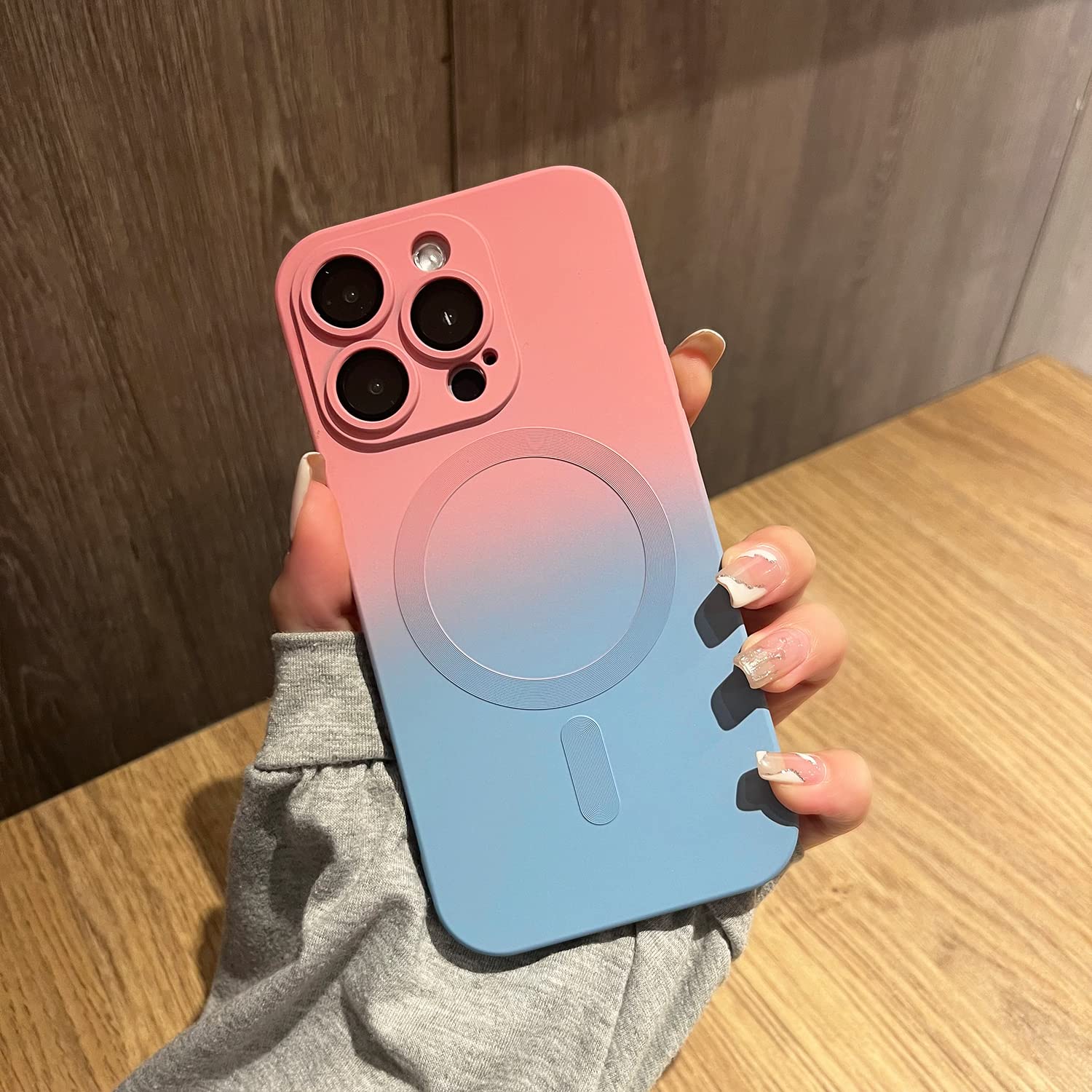

Magnetic For iPhone 15 ProMax Case[Compatible with MagSafe]Cute Gradient Color Case TPU Shockproof Lens for iPhone 14 13 12 Case For iPhone 15