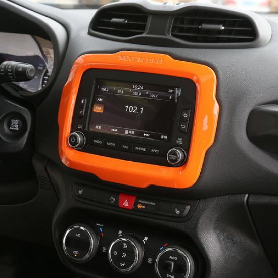 Orange Center Console GPS Navigation Cover Trim Decor For Jeep Renegade 2015-17