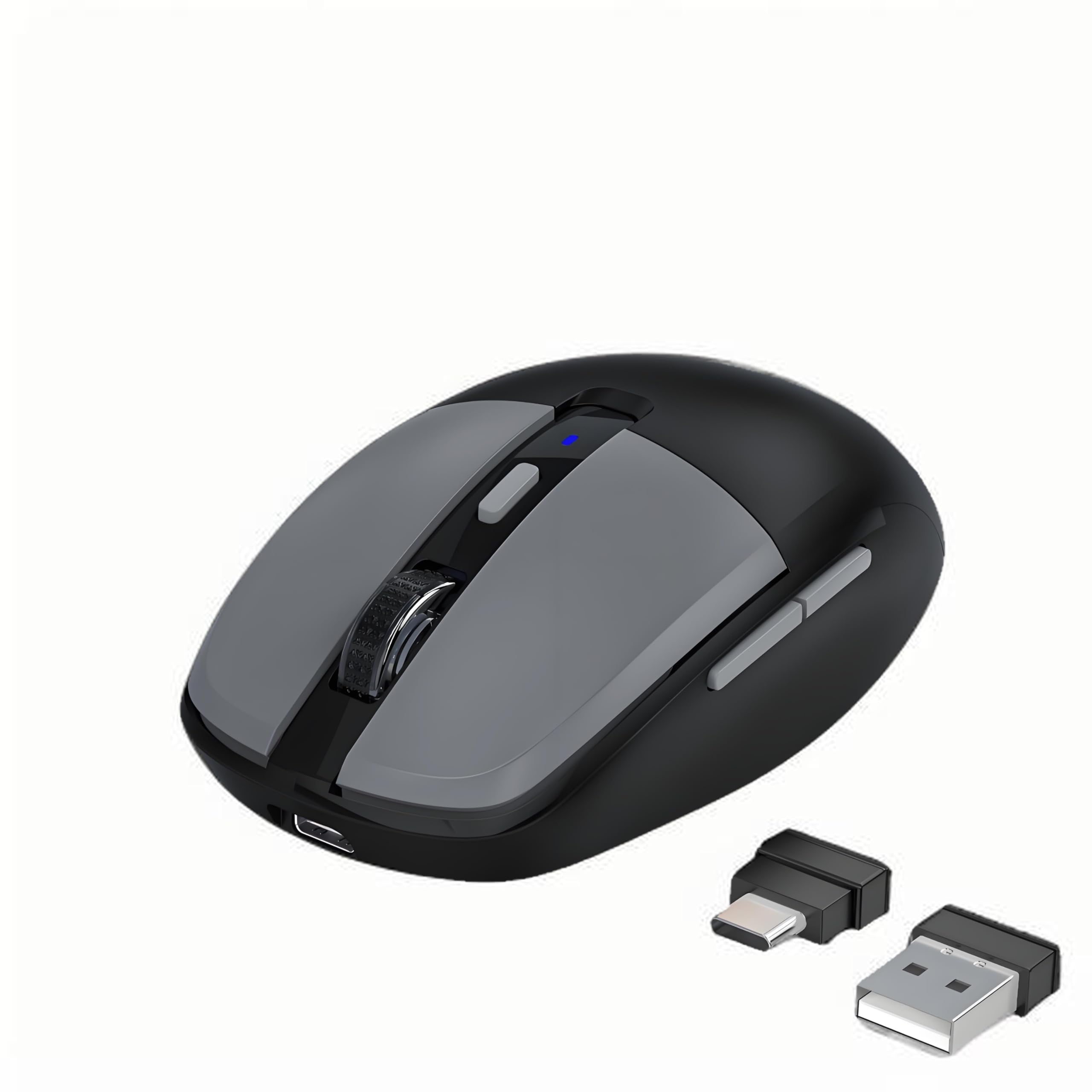 

Wireless Mouse, Connects to 3 Devices, 2.4G Bluetooth, USBType-C Receiver, Quiet, Lightweight, 100016024003200 DPI, 6 Buttons, ForwardBack Button,